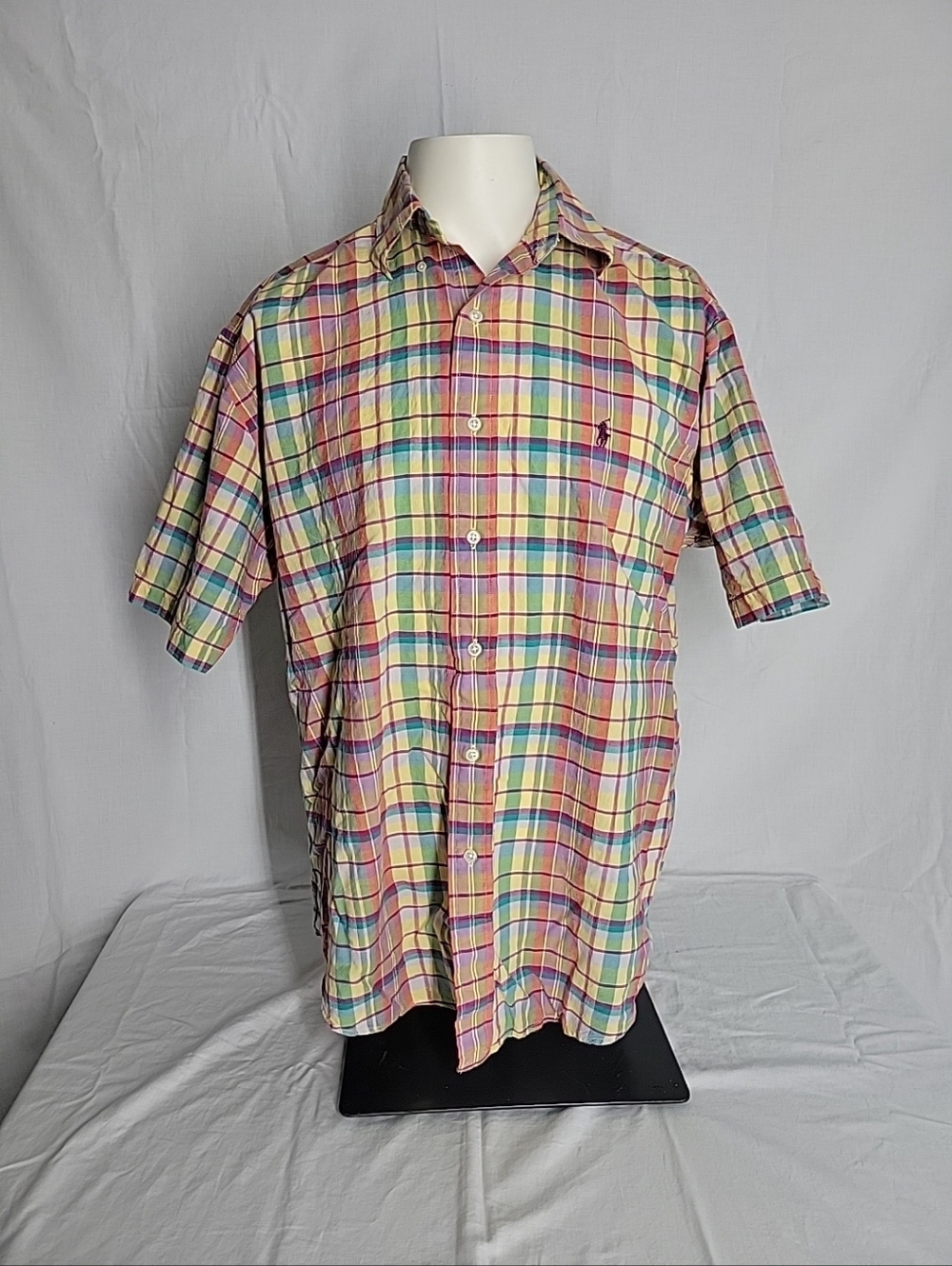 Ralph Lauren Multicolor Pastel Plaid Short-Sleeve Button-Down Shirt